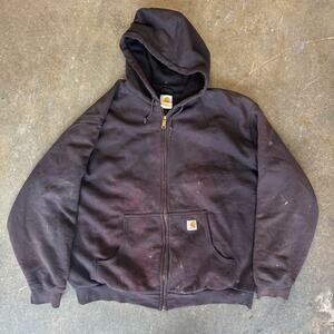 Vintage Carhartt Zip Up Hoodie Men’s 2XL BLK Workwear Thrashed J149 Outdoor